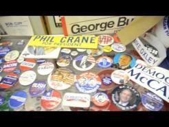 Political buttons at library, 10 8 12